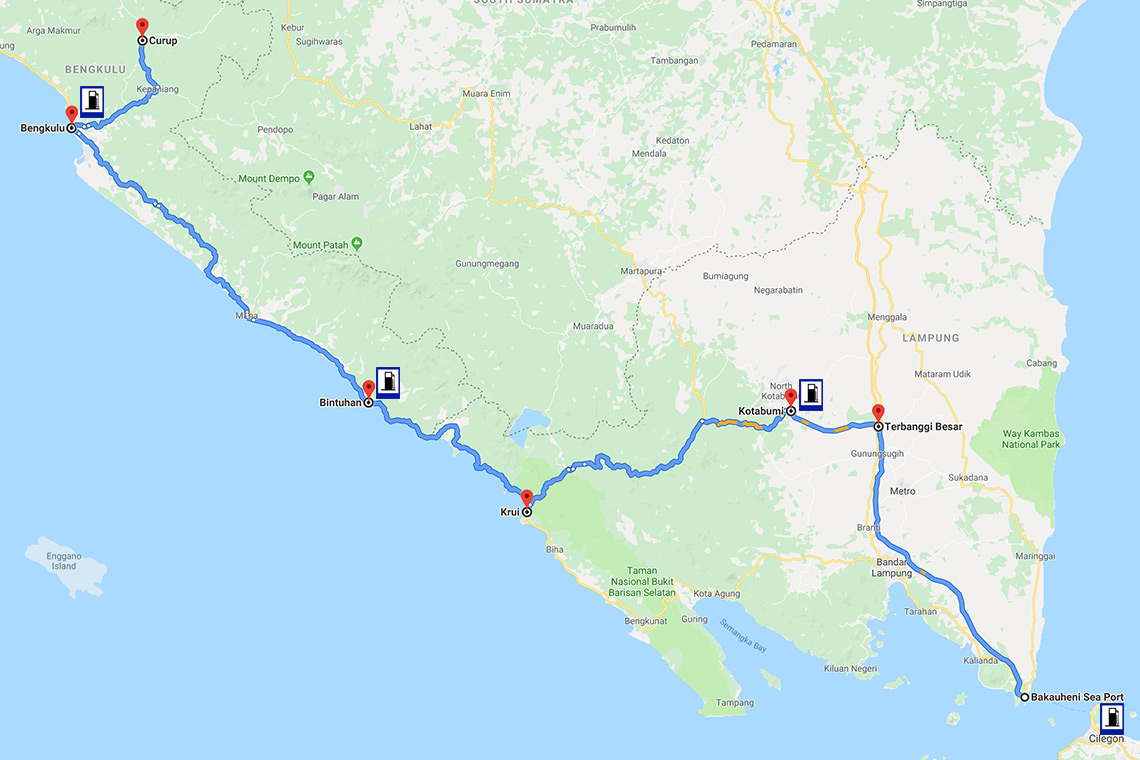 Trip Bengkulu: SPBU Tanpa Antri - Rute lintas Sumatra dan poin pengisian bensin kami tahun ini